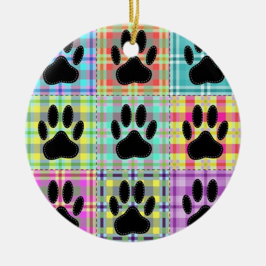 Dog Paw Pattern Quilt Keramisch Ornament (Voorkant)