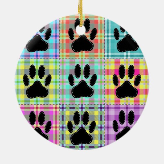 Dog Paw Pattern Quilt Keramisch Ornament (Achterkant)