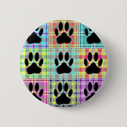 Dog Paw Pattern Quilt Ronde Button 5,7 Cm (Voorkant)