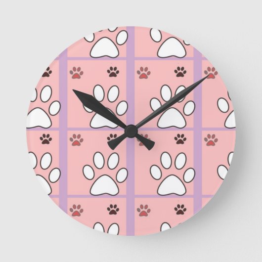 Dog Paw Pattern Ronde Klok (Voorkant)