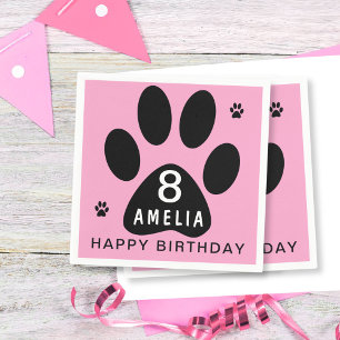 Dog Paw Pink Girl Kinderen Birthday Party Servet