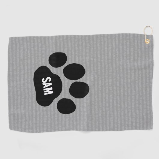 Dog Paw Print aangepaste naam Initialen Golfhanddoek (Horizontaal)