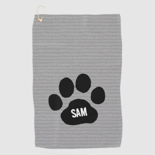 Dog Paw Print aangepaste naam Initialen Golfhanddoek