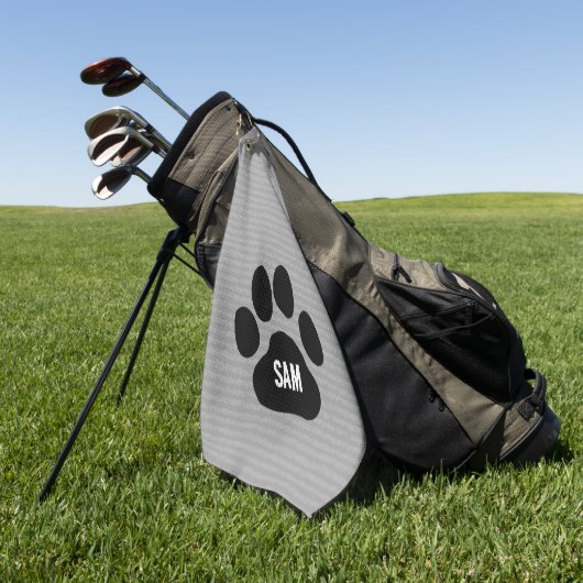 Dog Paw Print aangepaste naam Initialen Golfhanddoek (Groen)