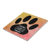 Dog Paw Print Aangepaste naam toevoegen Tegeltje (Zijkant)