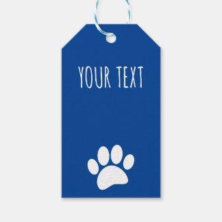 Dog Paw Print aangepaste tekst blauw Cadeaulabel