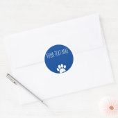 Dog Paw Print aangepaste tekst blauw Ronde Sticker (Envelop)