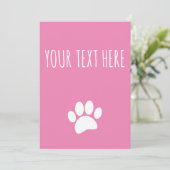 Dog Paw Print aangepaste tekst roze Kaart (Staand voorkant)