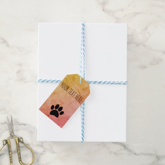 Dog Paw Print aangepaste tekst stijl Cadeaulabel (Met Touw)