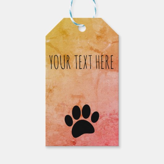 Dog Paw Print aangepaste tekst stijl Cadeaulabel (Voorkant)