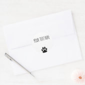 Dog Paw Print Aangepaste Tekst Wit Ronde Sticker (Envelop)