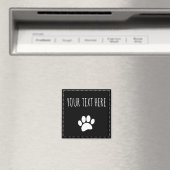Dog Paw Print Aangepaste Tekst Zwart Magneet (Insitu (Vaatwasser))