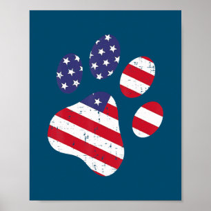 Dog Paw print American Flag USA Cute 4 juli