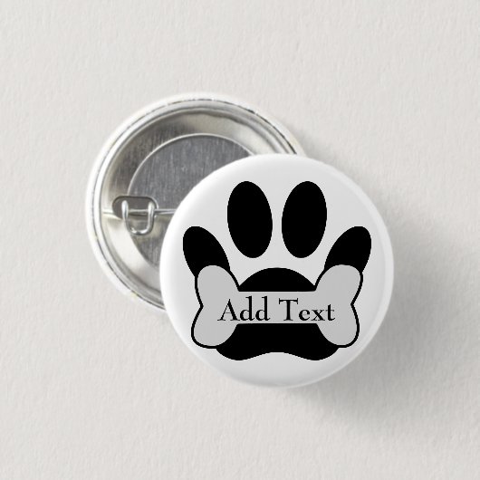 Dog Paw Print and Bone Button (Voorkant /achterkant)