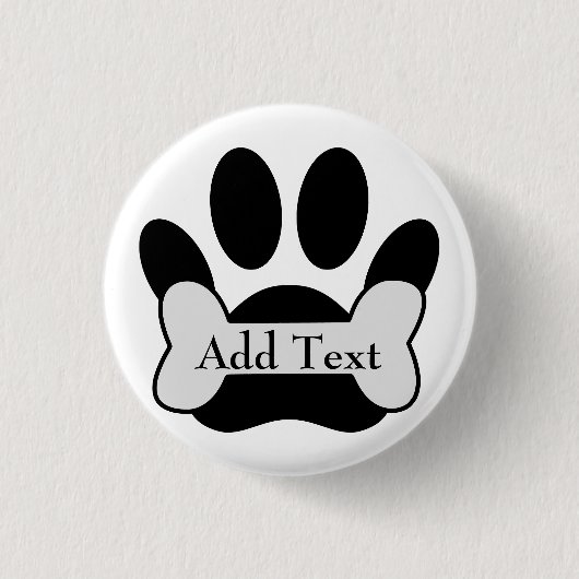 Dog Paw Print and Bone Button (Voorkant)