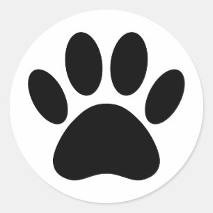 Dog Paw Print Art Zwart-wit Ronde Sticker