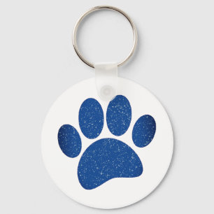 Dog Paw Print Cartoon Oud Papier Print Sleutelhanger