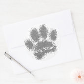 Dog Paw Print Custom Name Rubber Stamp Effect Ronde Sticker (Envelop)