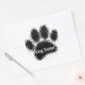 Dog Paw Print Custom Name Rubber Stamp Effect Ronde Sticker (Envelop)