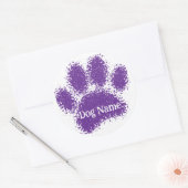 Dog Paw Print Custom Name Rubber Stamp Effect Ronde Sticker (Envelop)