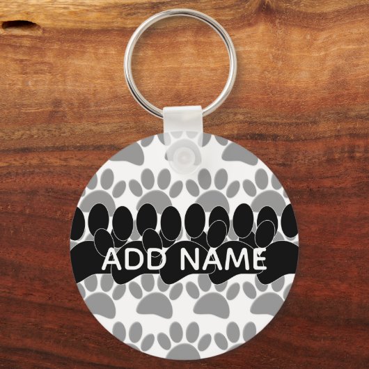 Dog Paw Print Custom Personalized Name Sleutelhanger (Achterkant)