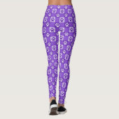 Dog Paw Print Cute Paars Gingham Animal Patroon Leggings (Achterkant)