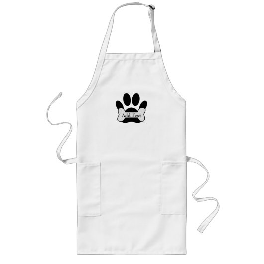 Dog Paw Print en Bone aangepaste tekst Lang Schort (Voorkant)
