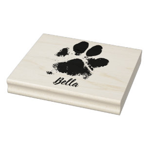 Dog Paw Print Gepersonaliseerde Huisdier Naam en I Rubberstempel