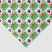 Dog Paw Print Gift Box Pattern Design Red Green Tissuepapier (Detail)