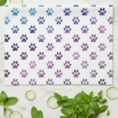 Dog Paw Print Green Blue Paars Rainbow White Theedoek (Gevouwen)