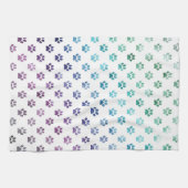 Dog Paw Print Green Blue Paars Rainbow White Theedoek (Horizontaal)