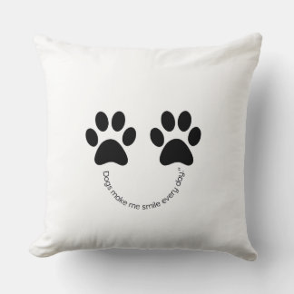 Dog Paw Print Kussen Honden maken me glimlach elke