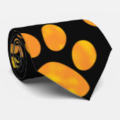 Dog Paw Print Oranje Geel Stropdas (Opgerold)
