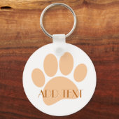Dog Paw Print Pastel Sinaasappel Typografie Sleutelhanger (Voorkant)