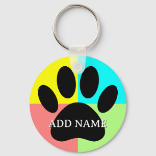 Dog Paw Print Pastelkleuren Aangepast Sleutelhanger