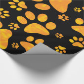 Dog Paw Print Pattern Oranje Yellow Cadeaupapier (Hoek)