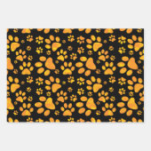 Dog Paw Print Pattern Oranje Yellow Inpakpapier Vel (Voorkant 2)