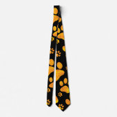 Dog Paw Print Pattern Oranje Yellow Stropdas (Achterkant)