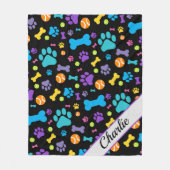Dog Paw Print Pet Fleece Deken (Voorkant)