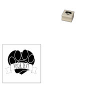 Dog Paw Print Red Heart Banner Rubberstempel (Gestempeld)