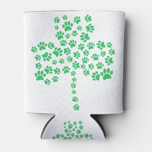 Dog Paw Print Shamrock Blikjeskoeler (Voorkant)