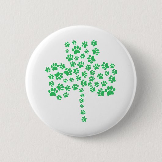 Dog Paw Print Shamrock Ronde Button 5,7 Cm (Voorkant)