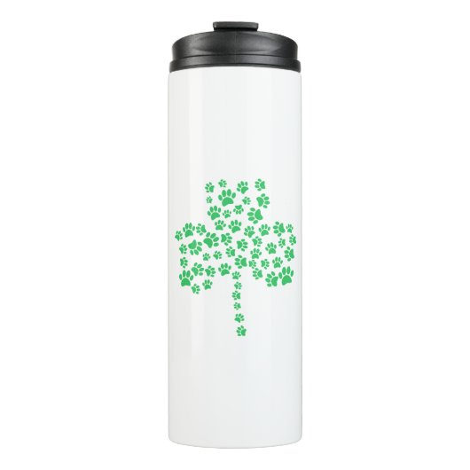 Dog Paw Print Shamrock Thermosbeker (Voorkant)