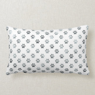 Dog Paw Print Silver Grey White Metallic Faux Foil Kussen