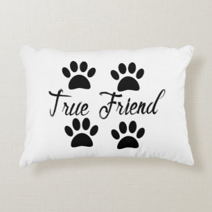 Dog Paw Print True Friends Text Accent Kussen