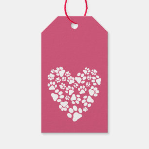 Dog Paw Print Valentijn Heart Cadeaulabel
