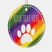 Dog Paw Print Waterverf Aangepaste tekst Keramisch Ornament (Links)