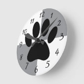 Dog Paw Print Wit en Grijs Custom Ronde Klok (Hoek)