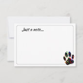 Dog Paw Print With Confetti Streamer Just a Note Notitiekaartje (Voorkant)