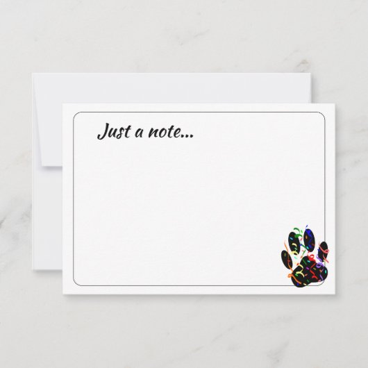 Dog Paw Print With Confetti Streamer Just a Note Notitiekaartje (Voorkant)